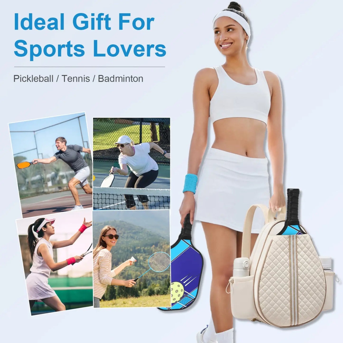 Quilted Waterproof Pickleball Sling Bag with Wet Pocket