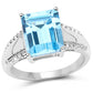 5.78 Carat Genuine Swiss Blue Topaz and White Topaz .925 Sterling Silver Ring