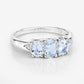 0.95 Carat Genuine Aquamarine and White Diamond .925 Sterling Silver Ring