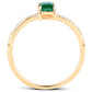 0.59 Carat Genuine Zambian Emerald and White Diamond 14K Yellow Gold Ring