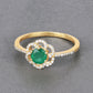 0.55 Carat Genuine Zambian Emerald and White Diamond 14K Yellow Gold Ring