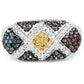 0.61 Carat Genuine Multi Diamond .925 Sterling Silver Ring