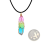 Rainbow Geometric Crystal Wire Wrapped Pendant Necklace