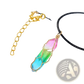 Rainbow Geometric Crystal Wire Wrapped Pendant Necklace