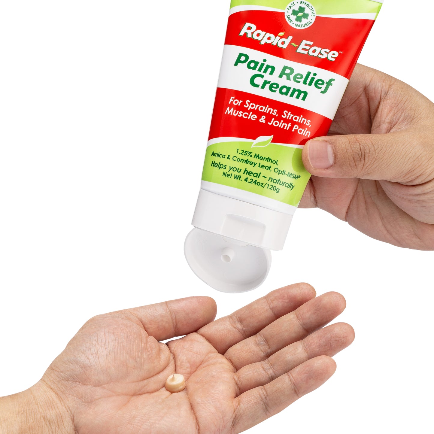 Rapid-Ease Pain Relief Cream - For Sprain, Strains, Muscle 7 Joint Pain - Menthol, Arnica & Comfrey Leaf