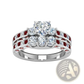 Red Wood and Zircon Inlay Couple Wedding Ring Set