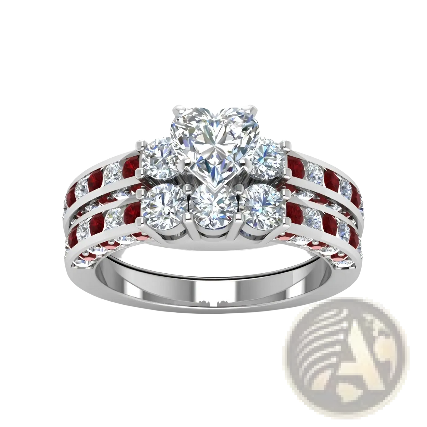 Red Wood and Zircon Inlay Couple Wedding Ring Set