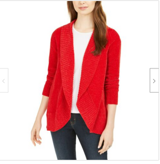Style & Co Women's Shawl-Collar Open-Front Cardigan Red Size Medium