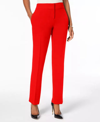 Kasper Women's Slim Straight-Leg Modern Trousers Wine Size 16