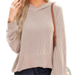 Relaxed Fit Ribbed Knit Bell Sleeve Hoodie