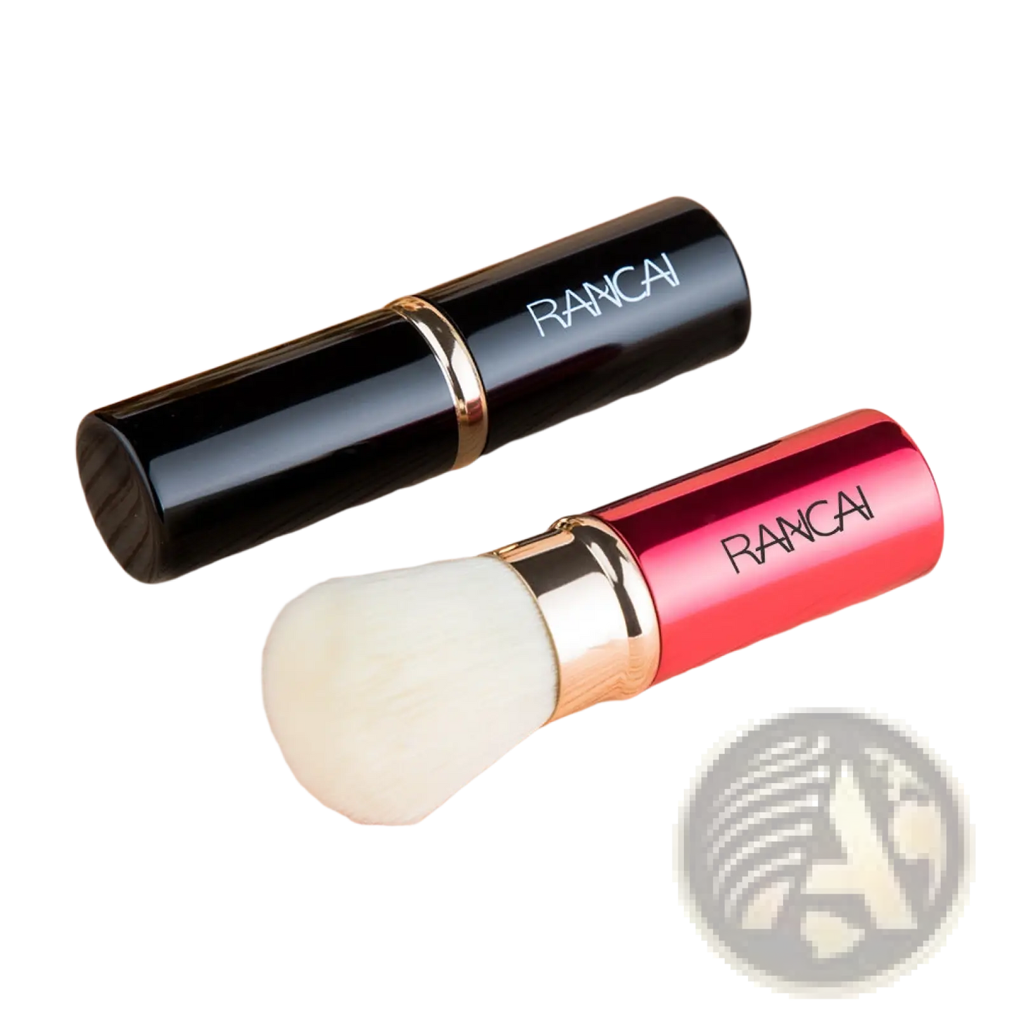 Retractable Makeup Brush Mini Red and Gold Rancai
