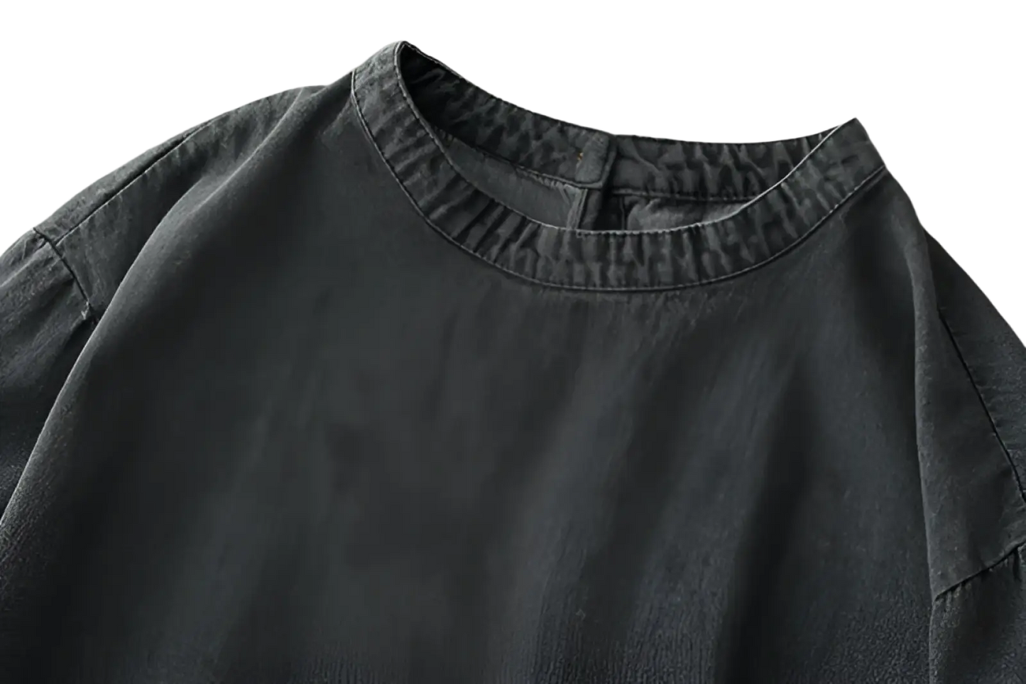 Retro Artistic Plus Size Dark Gray Denim Tunic Dress