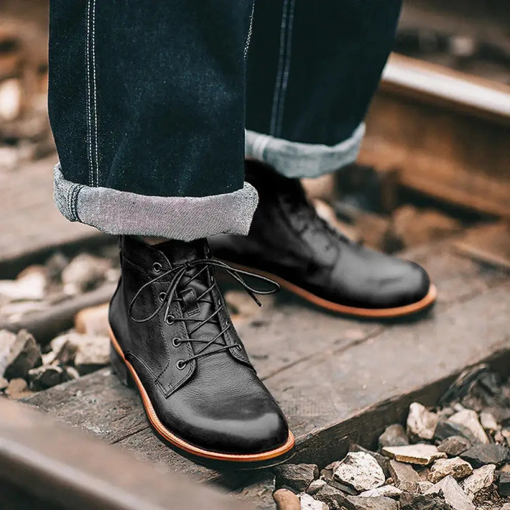 Men's Retro Leather Lace-up Ankle Boots