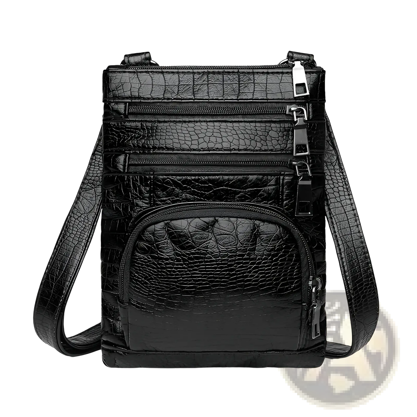 Retro Crocodile Textured Soft Leather Crossbody Bag