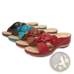 Retro Floral Leather Wedge Sandals and Slides