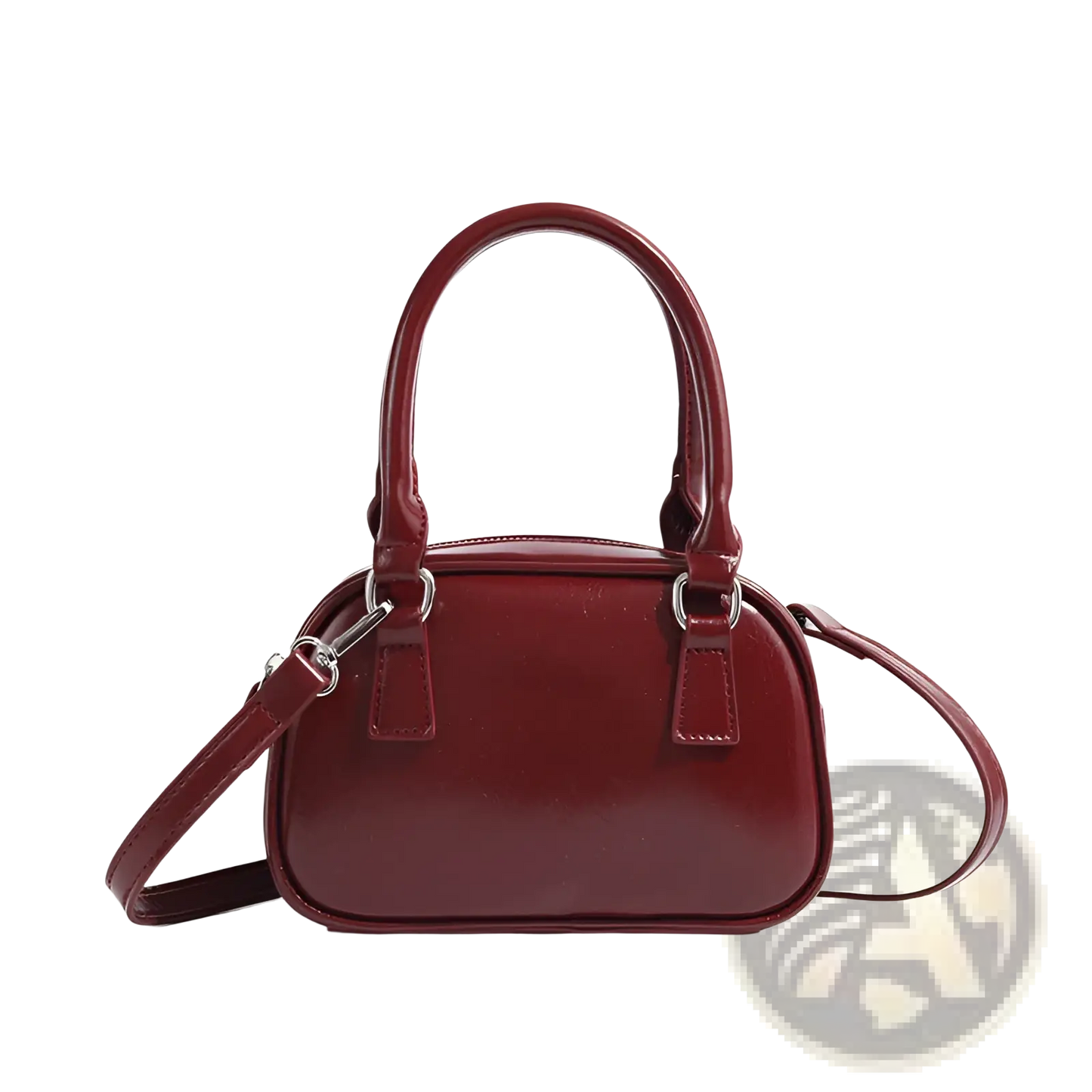 Retro Glossy Pu Leather Small Square Handbag 20cm