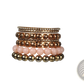 Retro Gold and Pink Rhinestone Bangle Bracelet Set