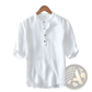 Retro Japanese Style Loose Linen Mandarin Collar Shirt