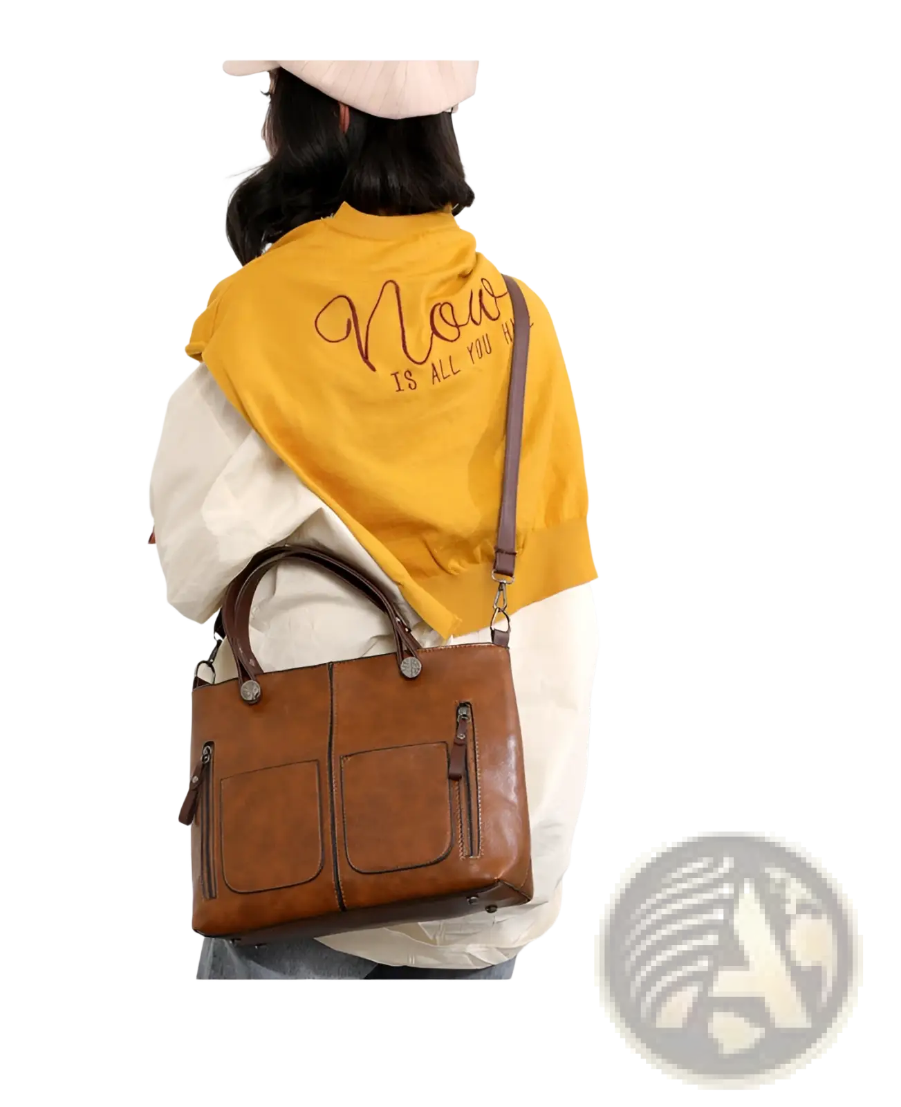 Retro Large Capacity Leather Tote Crossbody Bag