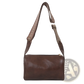 Retro Leather Crossbody Bag with Patterned Strap
