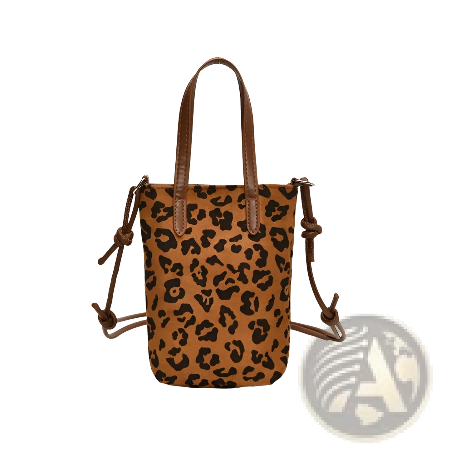 Retro Leopard Print Suede Mini Bucket Crossbody Bag