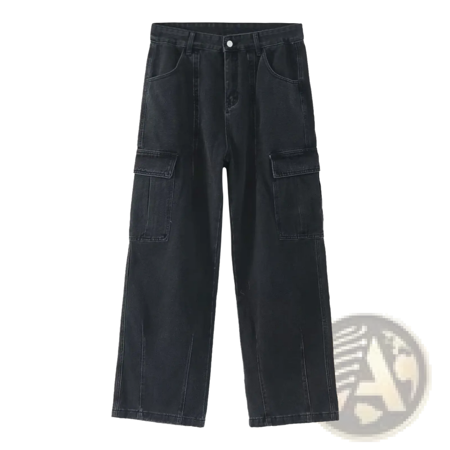 Retro Loose Fit Wide Leg Denim Cargo Pants