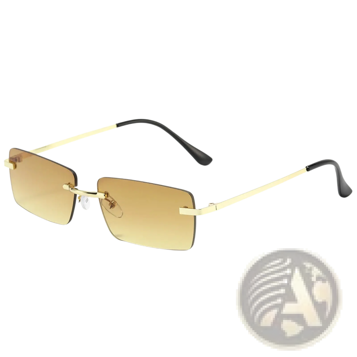 Retro Rimless Square Gold Trim Sunglasses 6 Pack