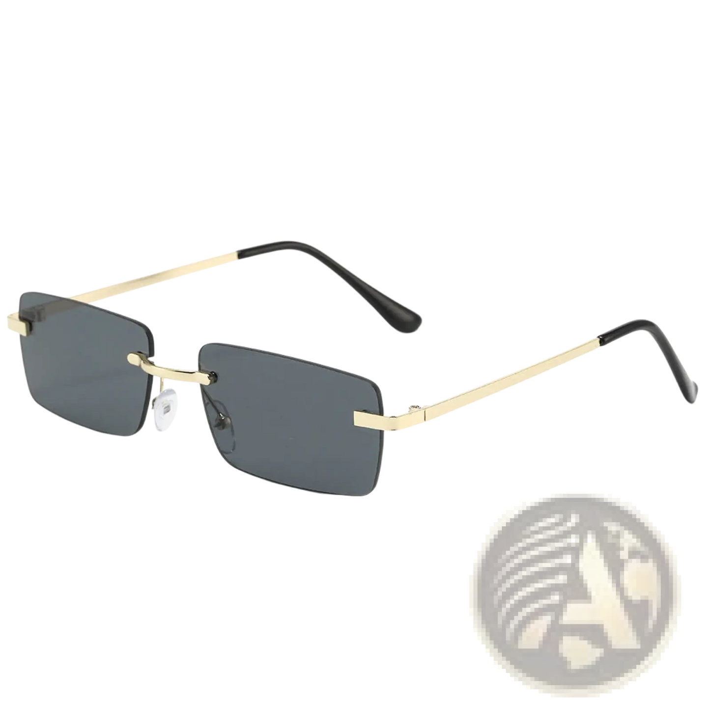 Retro Rimless Square Gold Trim Sunglasses 6 Pack