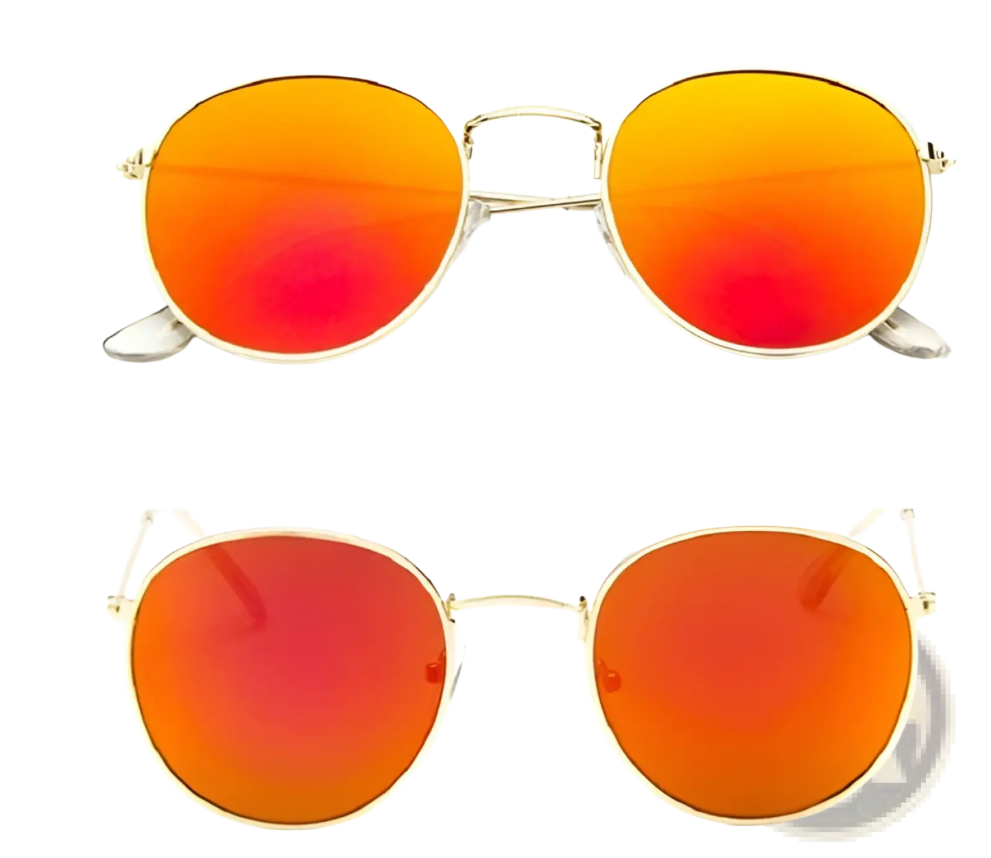 Retro Round Gold Metal Mirrored Sunglasses