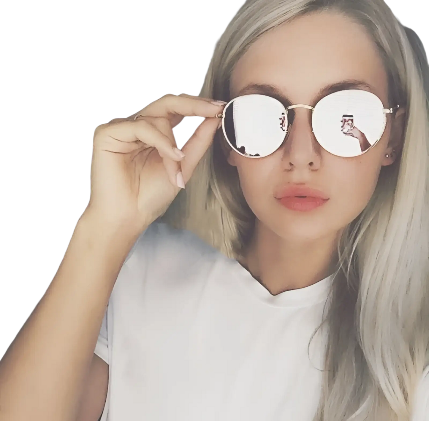 Retro Round Gold Metal Mirrored Sunglasses