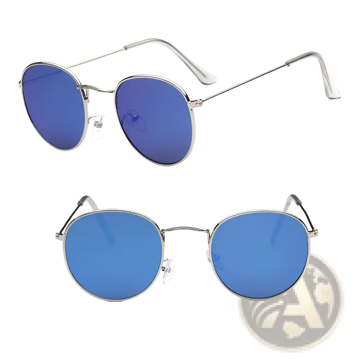 Retro Round Gold Metal Mirrored Sunglasses