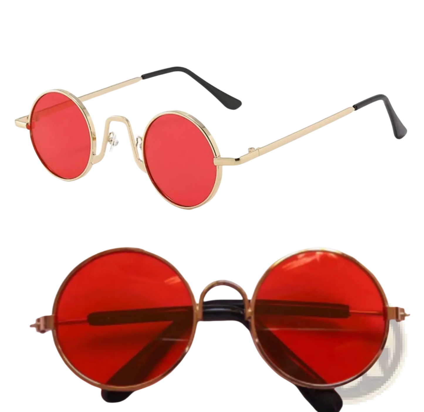 Retro Round Hip Hop Sunglasses with Mirrored Lenses