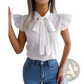 Retro Ruffled Bowknot Short Sleeve Blouse