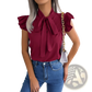 Retro Ruffled Bowknot Short Sleeve Blouse