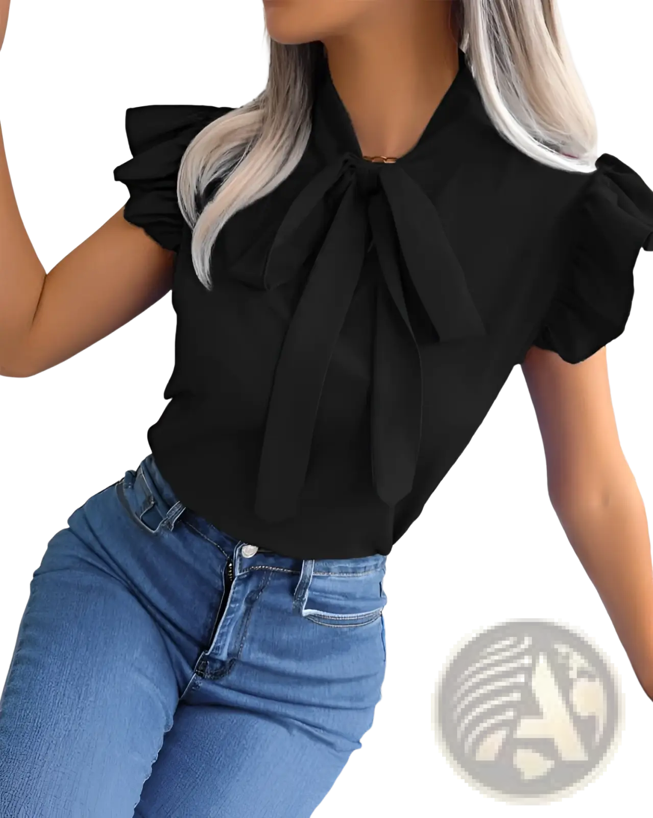 Retro Ruffled Bowknot Short Sleeve Blouse