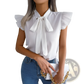 Retro Ruffled Bowknot Short Sleeve Blouse