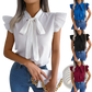 Retro Ruffled Bowknot Short Sleeve Blouse