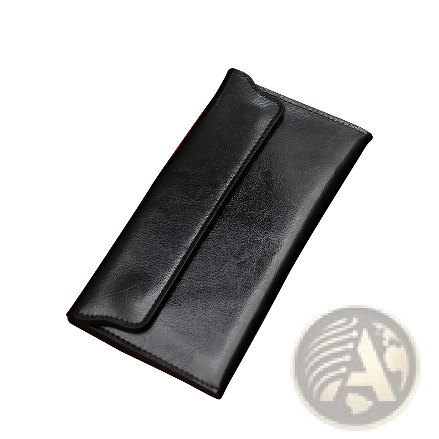 Retro Slim Cowhide Leather Flap Wallet with Contrast Stitching