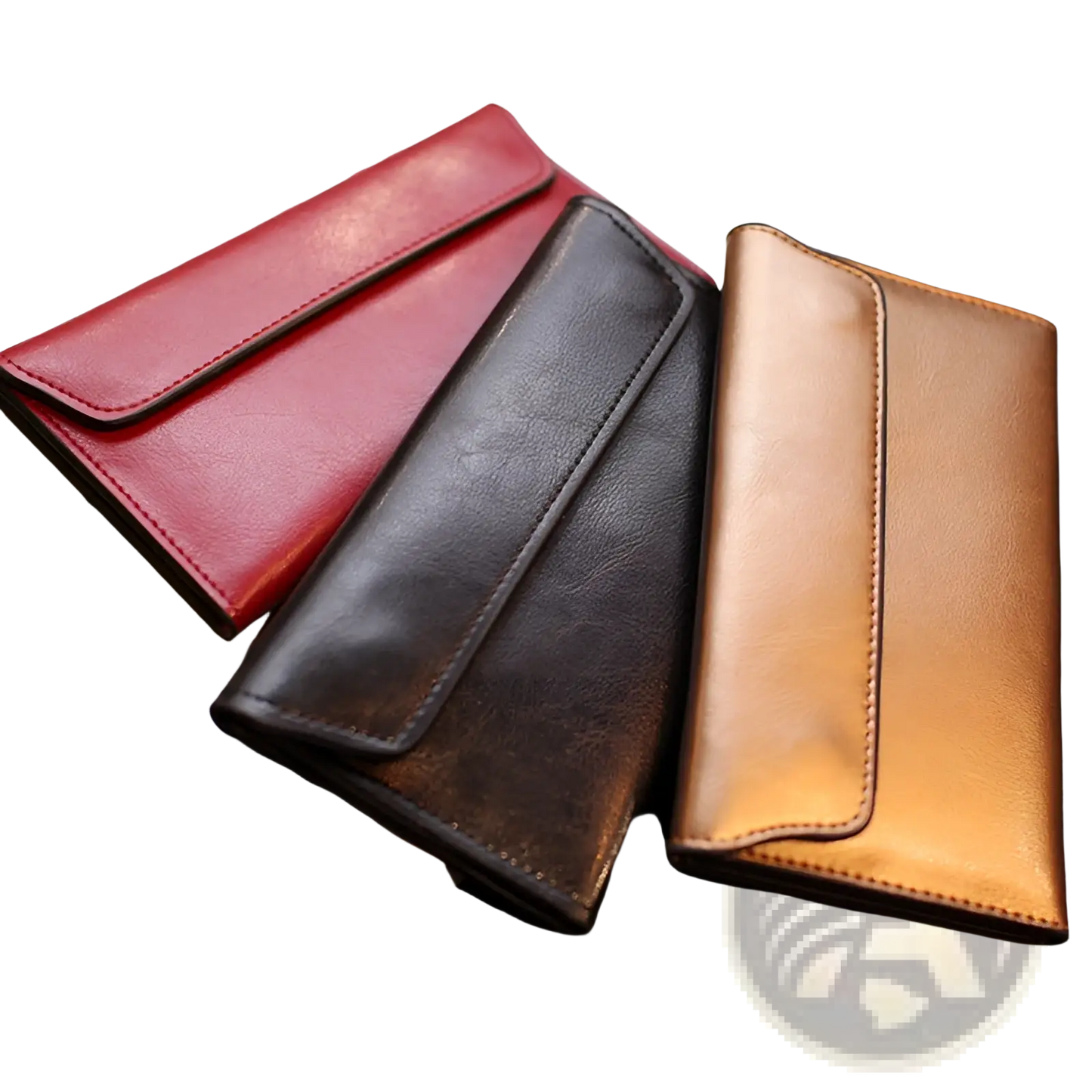 Retro Slim Cowhide Leather Flap Wallet with Contrast Stitching