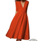 Retro v Neck 60s Swing Midi Dress with Pockets
