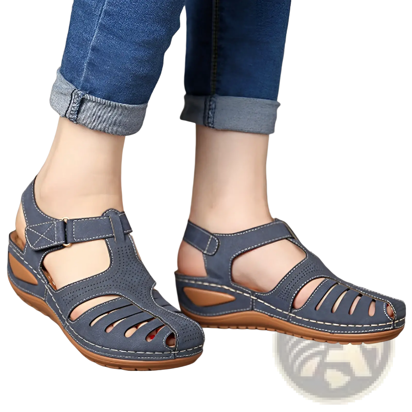 Retro Wedge Sandals Women's Plus Size T-strap Shoes