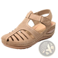 Retro Wedge Sandals Women's Plus Size T-strap Shoes