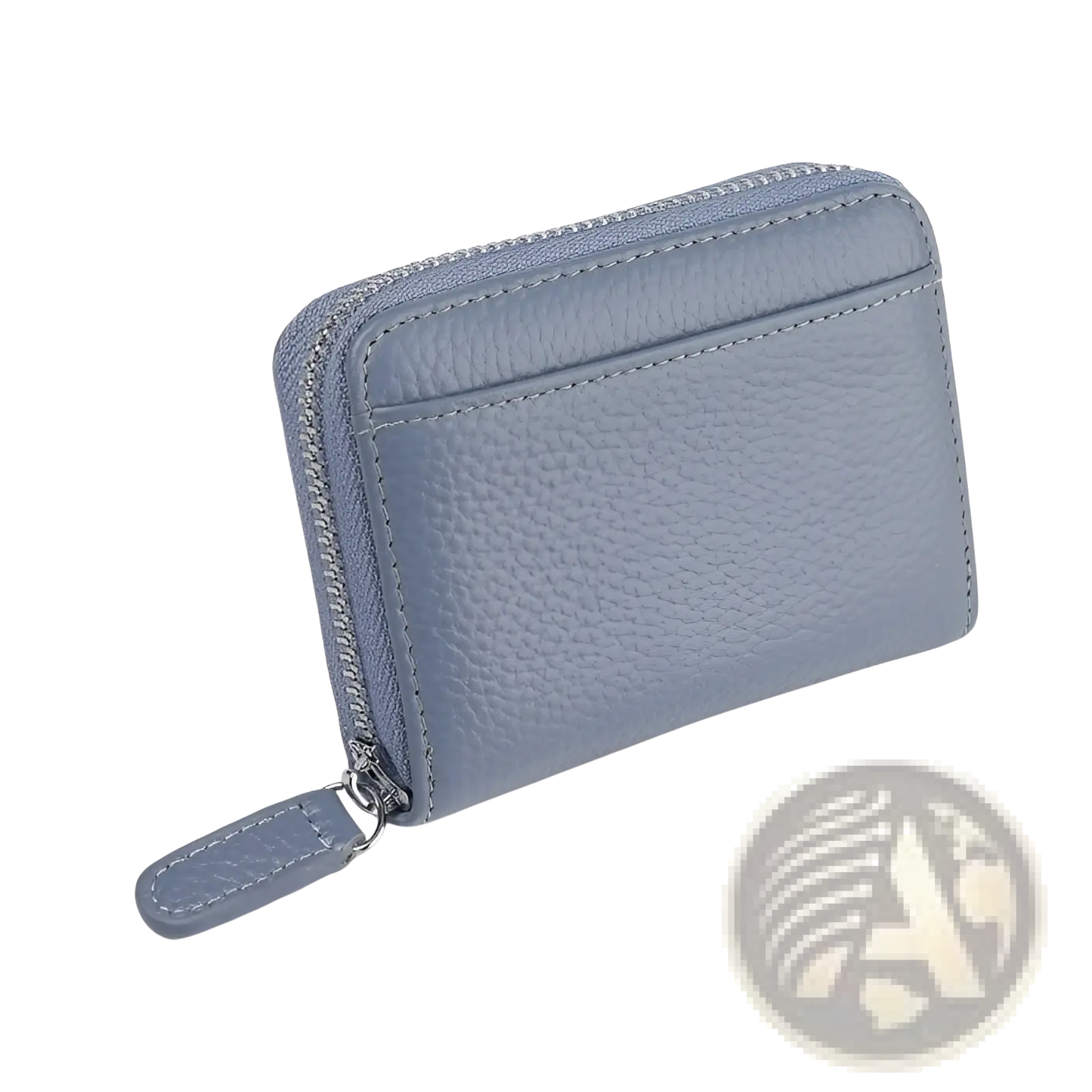 Rfid Leather Card Wallet with Zipper Coin Pocket Sage Green