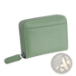 Rfid Leather Card Wallet with Zipper Coin Pocket Sage Green