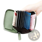 Rfid Leather Card Wallet with Zipper Coin Pocket Sage Green