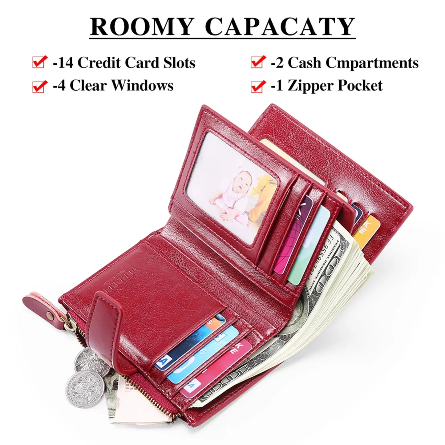 Rfid Leather Wallet with Zipper and Anti Theft Feature