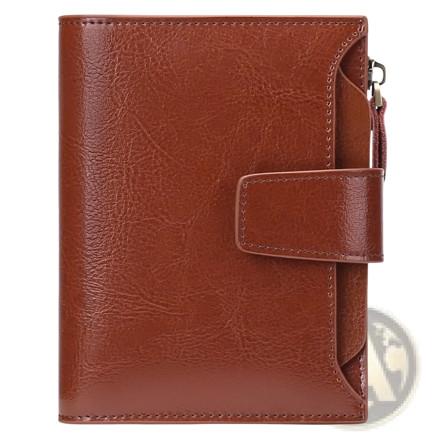 Rfid Leather Wallet with Zipper and Anti Theft Feature