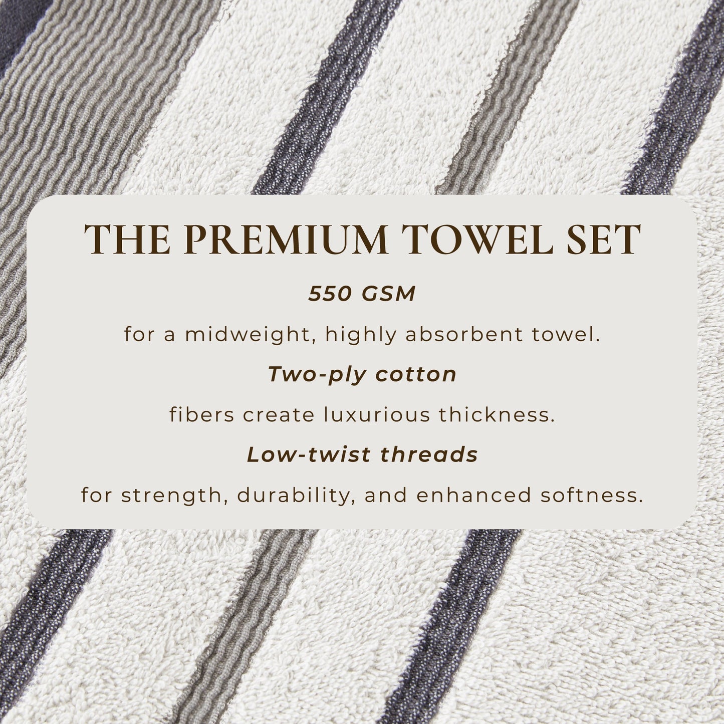 Decorative Cotton Stripe Bath Towel Set - Noelle Collection