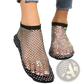 Rhinestone Mesh Flat Ankle Boots for Women
