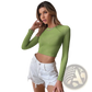 Ribbed Backless Slim Fit Long Sleeve Crop Top